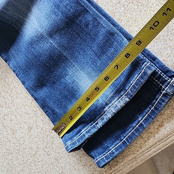 Miss Me Fleur-de-lis Deconstructed Bling Bootcut Jeans Size 27 - Picture 11 of 11